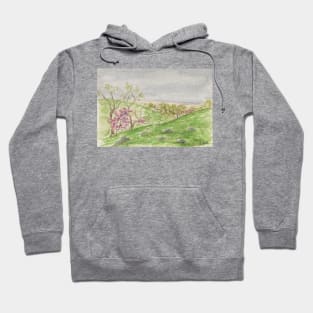 Redbud Field Watercolor Hoodie